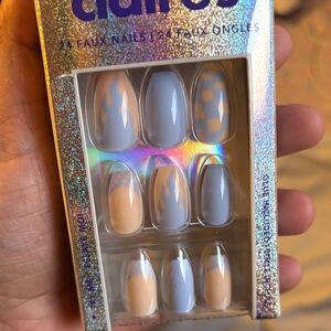 Blue and Beige Faux Nails Set